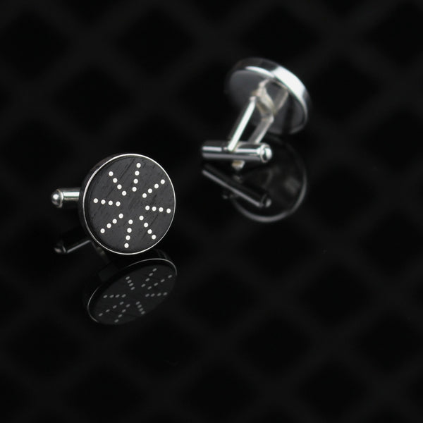 Men's Cufflinks, Ebony and Sterling Silver