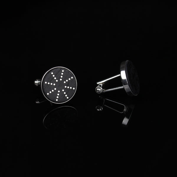 Sterling Silver Cufflinks with Wooden inlay