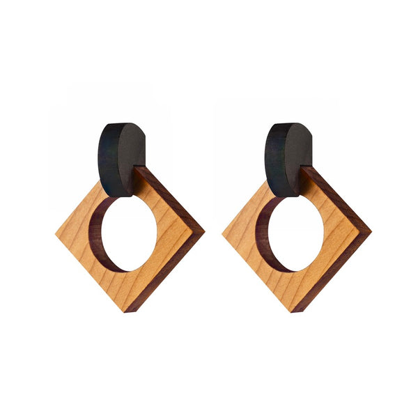 Cernu - Oversize Geometric wooden stud earrings - Made in Ireland by Irish Jewellery Designer Rowena Sheen