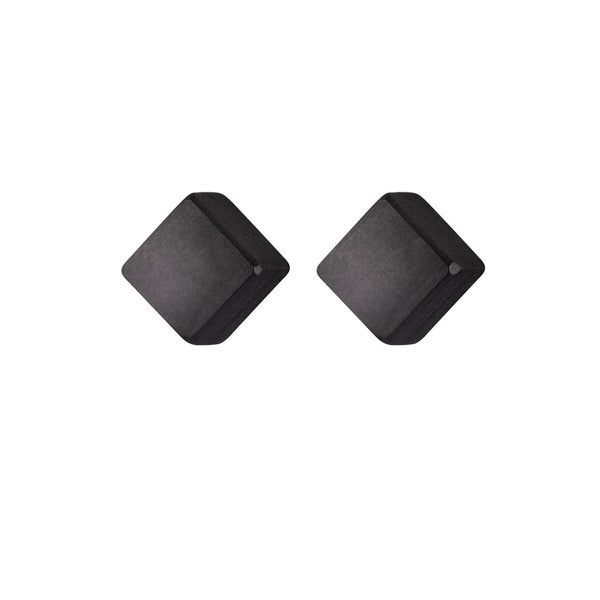 Gola - Small wooden cube stud earrings in black - Handmade by Irish jewellery designer Rowena Sheen