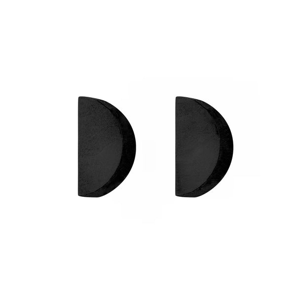 Half-Moon - Semi-circle wooden stud earrings in black - handmade in Ireland by Irish jewellery designer Rowena Sheen