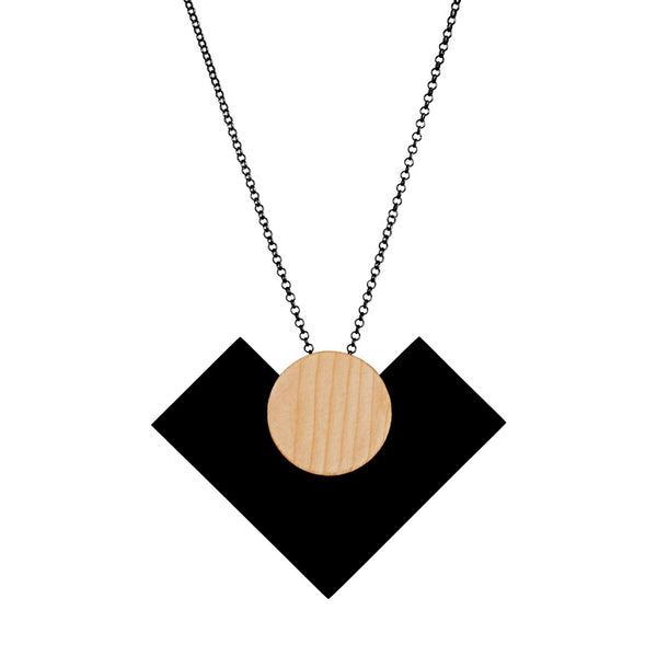 Harte - Statement geometric wooden pendant in black - Handmade in Ireland by Irish jewellery designer Rowena Sheen