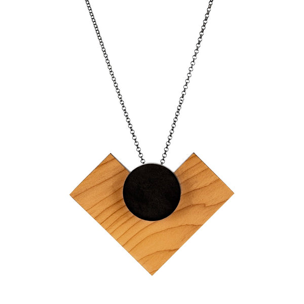 Harte - Statement geometric wooden pendant - Handmade in Ireland by Irish jewellery designer Rowena Sheen