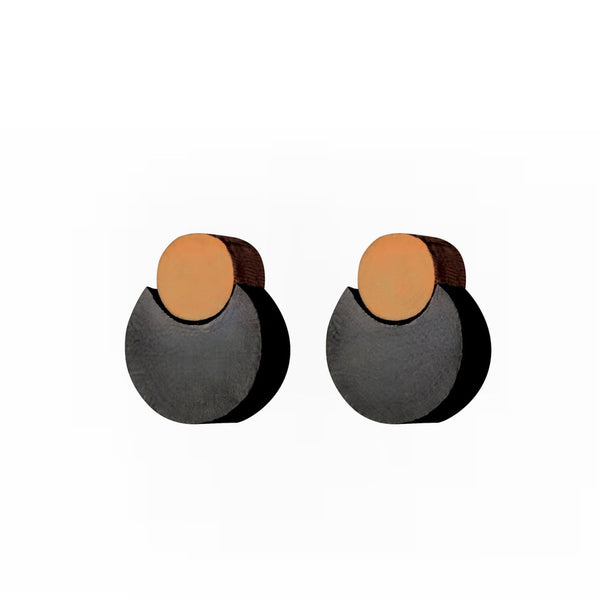 Mini-Pearls - Small Pearl shaped wooden stud earrings in black  - handmade in Ireland by Irish jewellery designer Rowena Sheen