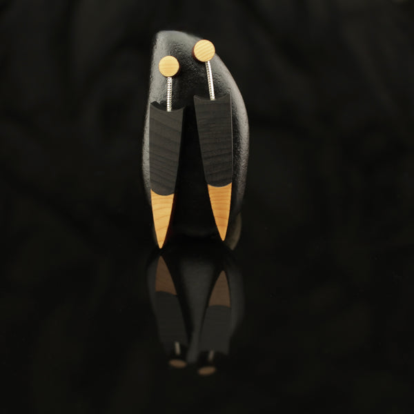 Quill - Contemporary wooden drop earrings by Irish jewellery designer Rowena Sheen