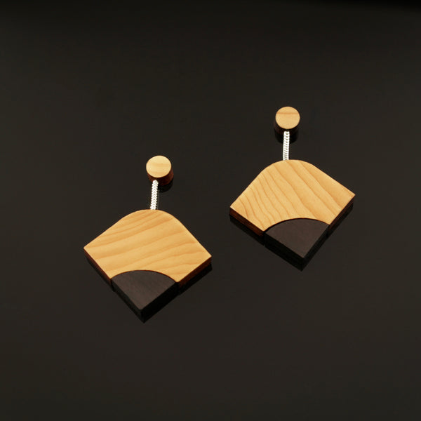 Ray - Geometric Wooden Earrings - Handmade in Ireland by Irish Jewellery Designer Rowena Sheen