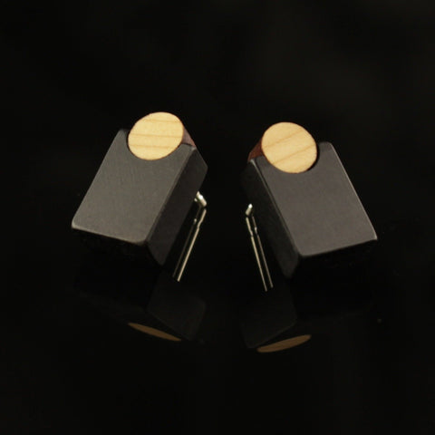 Dinish - Handmade in Ireland - Stud earrings in wood and sterling silver