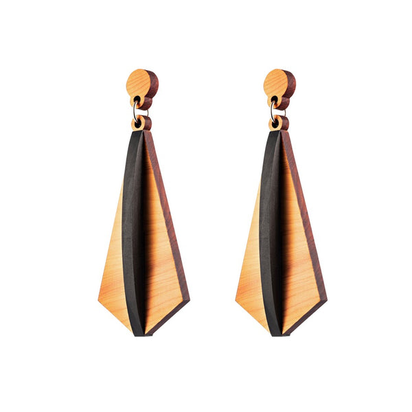Volae - Irish Jewellery - Large wooden Drop Earrings - Handmade by Irish jewellery designer Rowena Sheen