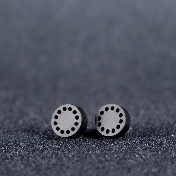 Grain - Handmade in Ireland - Minimal studs in wood and silver