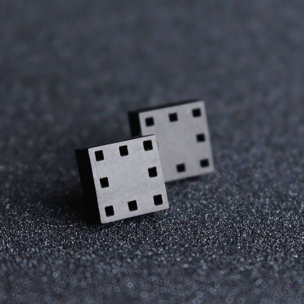 Squares - Geometric Black Stud Earrings - Irish made Jewellery by designer Rowena Sheen