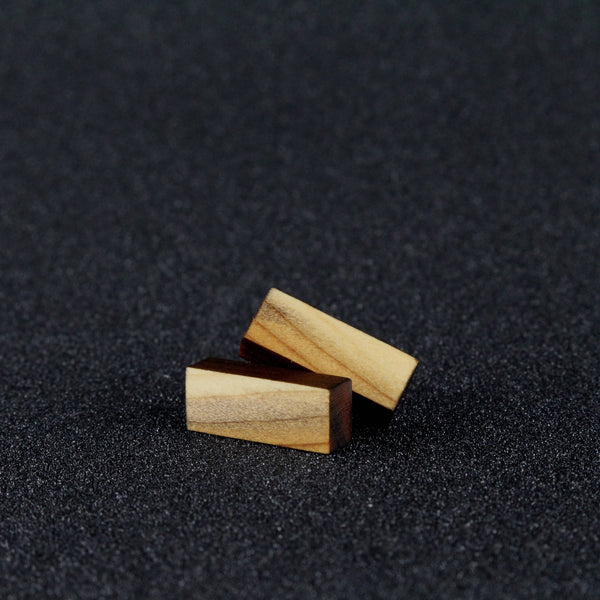 Mini-Rectangles - Small rectangle shaped wooden stud earrings  - handmade in Ireland by Irish jewellery designer Rowena Sheen 