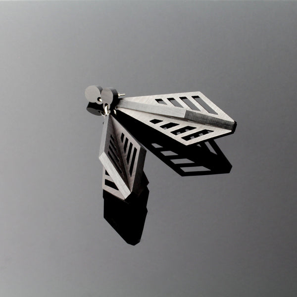 Shiraz - Architectural Large Wooden Pendant Earring in black  - Handmade in Ireland by Irish Jewellery Designer Rowena Sheen s