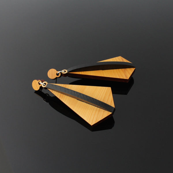 Volae - Irish Jewellery - Large wooden Drop Earrings - Handmade by Irish jewellery designer Rowena Sheen