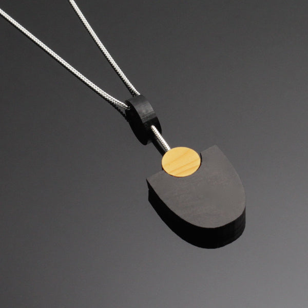 Kandinsky - Handmade in Ireland - Geometric pendant in wood and silver
