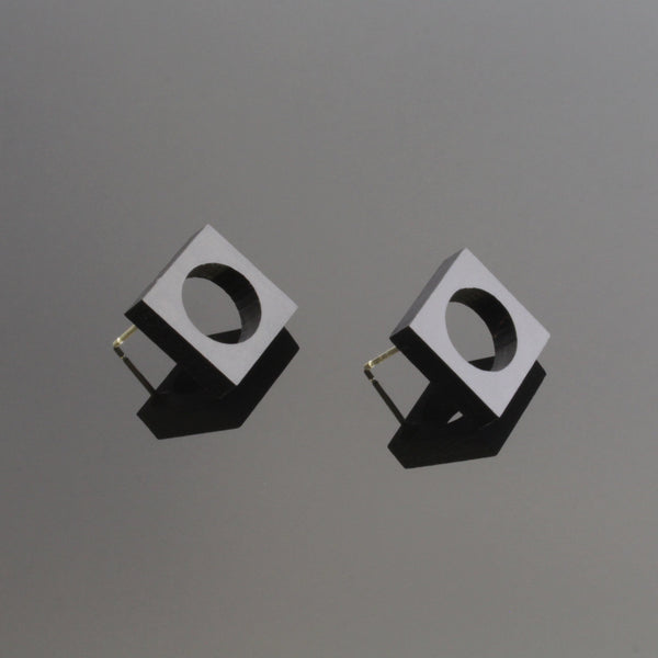Lind - Handmade in Ireland - Geometric Stud Earrings in wood and sterling silver