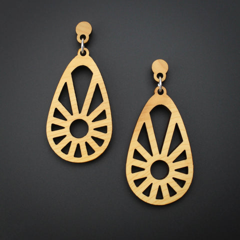 Natural Yew Wooden Earrings