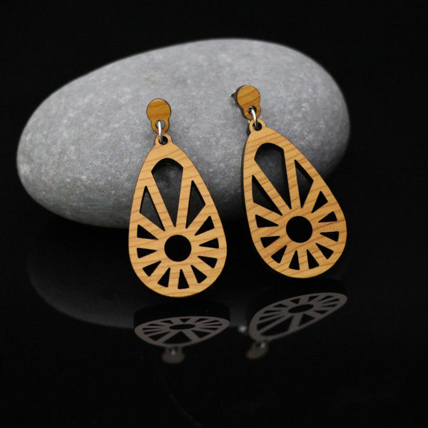 Sundial Natural Yew Wood Earrings