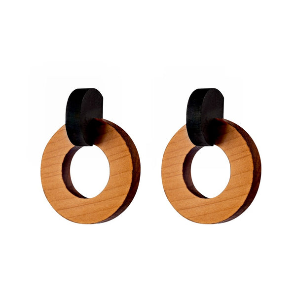 Anu - Handmade Oversized Geometric Wooden Earrings by Irish Jewellery Designer Rowena Sheen 