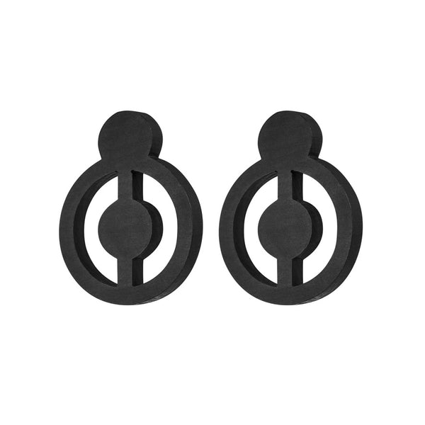 Bullseye Oversize Wood Studs - Handmade in Ireland by Irish Jewellery Designer Rowena Sheen 
