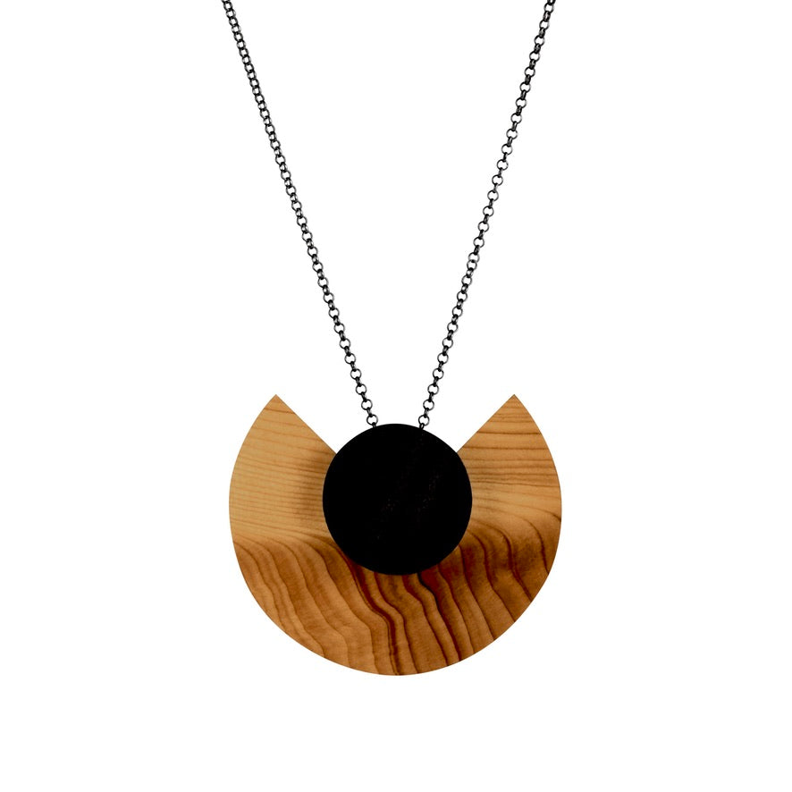 Cara Statement Pendant - Contemporary jewellery handmade in Ireland in wood and sterling silver