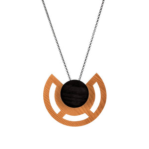 Clara - Geometric wooden pendant - handmade in Ireland by Irish Jewellery Designer Rowena Sheen