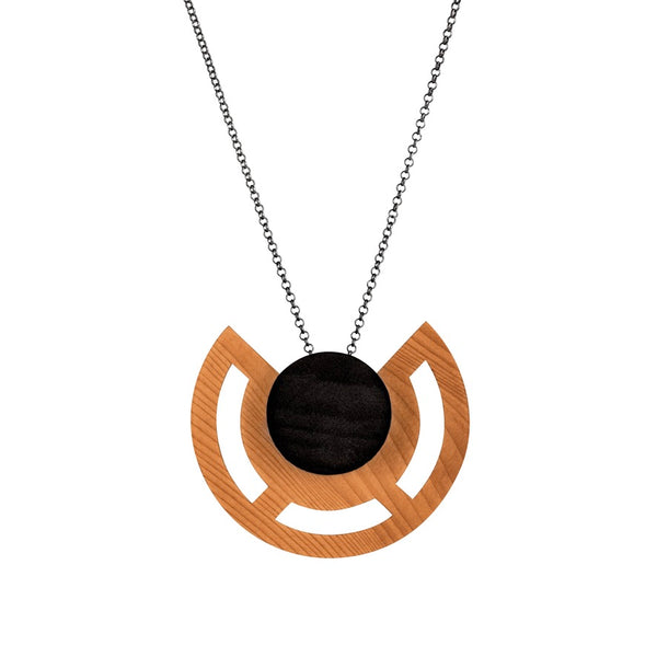 Clara - Geometric wooden pendant - handmade in Ireland by Irish Jewellery Designer Rowena Sheen