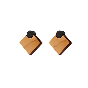 Diamonds - Diamond shaped wooden stud earrings, Handmade in Ireland by Irish Jewellery Designer Rowena Sheen 