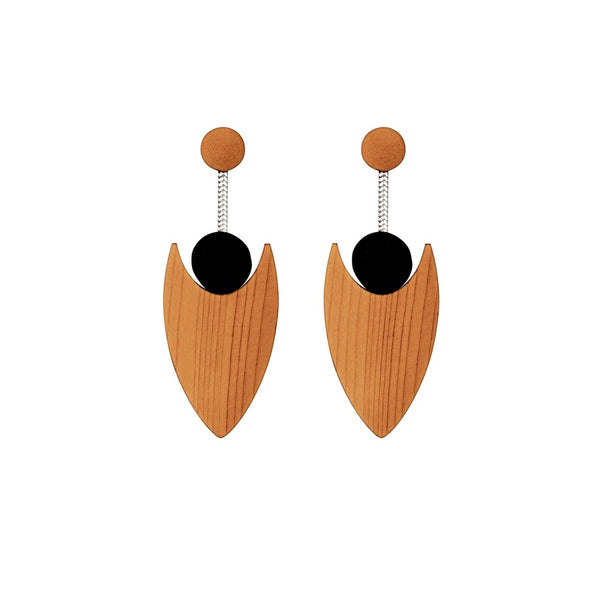Fuchsia - Lightweight wooden earrings - Handmade in Ireland by Irish Jewellery Designer Rowena Sheen 