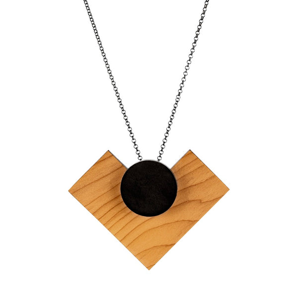 Harte - Statement geometric wooden pendant - Handmade in Ireland by Irish jewellery designer Rowena Sheen 