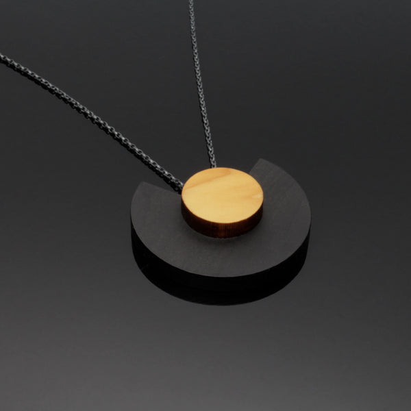 Cara Statement Pendant - Contemporary jewellery handmade in Ireland in wood and sterling silver