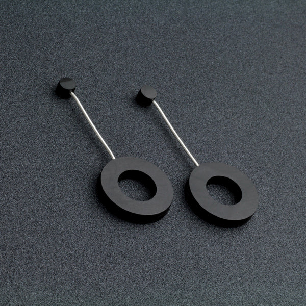 Calder Earrings - Contemporary Irish Handmade Jewellery in wood and sterling silver. 