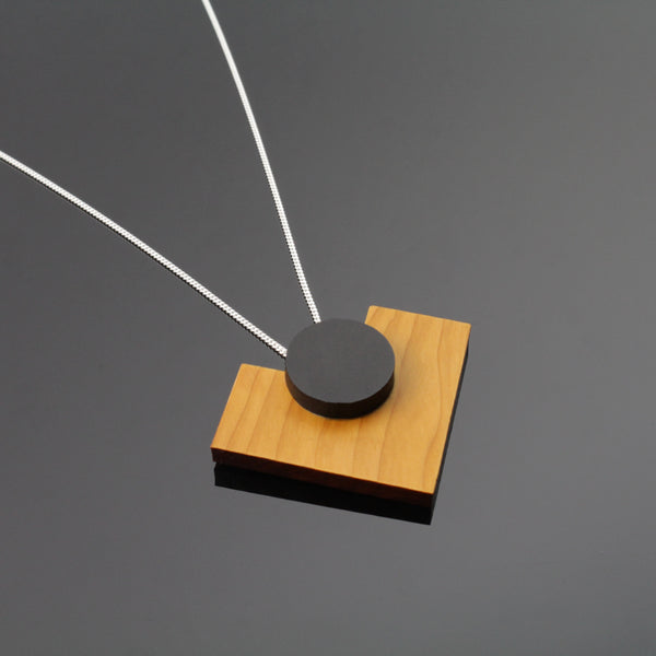 Harte - Handmade in Ireland - Statement Pendant in wood and silver
