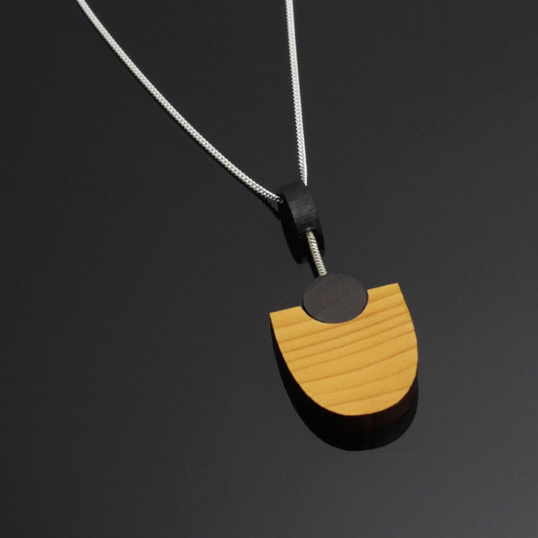 Kandinsky - Handmade in Ireland - Geometric pendant in wood and silver