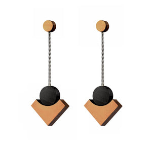 Klimt - Lightweight geometric wooden earrings - handmade in Ireland by Irish jewellery designer Rowena Sheen 