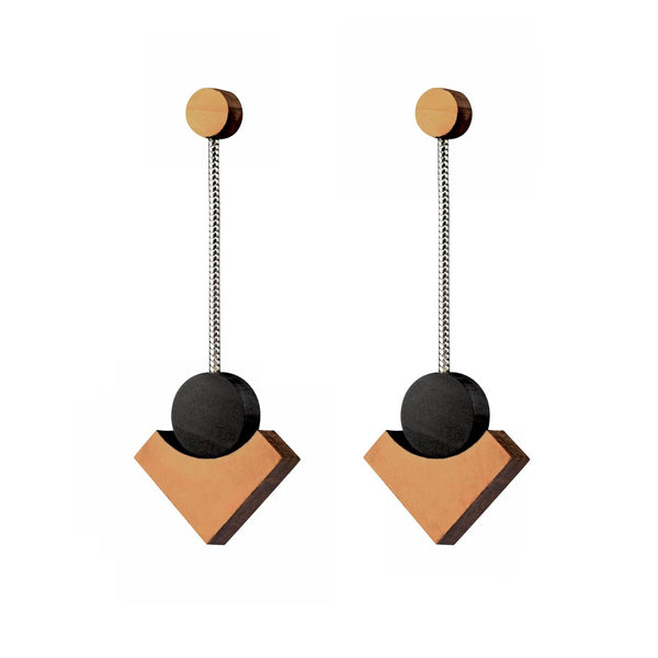 Klimt - Lightweight geometric wooden earrings - handmade in Ireland by Irish jewellery designer Rowena Sheen 