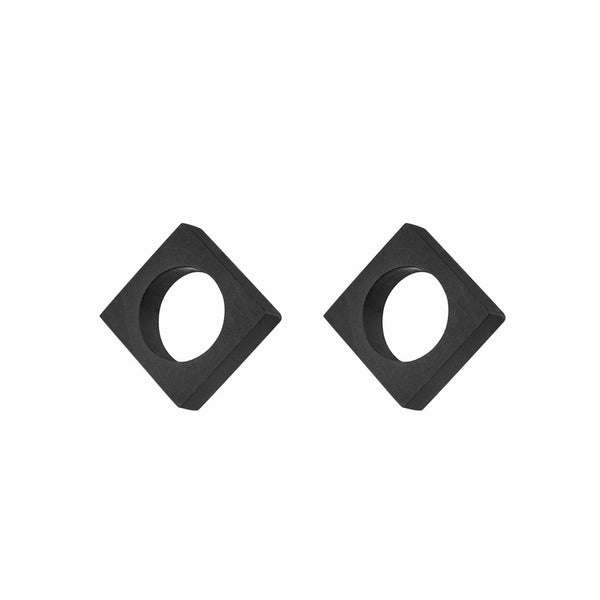 Lind - Geometric wooden stud earrings in black - handmade in Ireland by Irish jewellery designer Rowena Sheen 