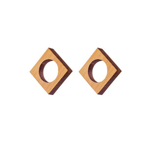 Lind - Geometric wooden stud earrings - handmade in Ireland by Irish jewellery designer Rowena Sheen 