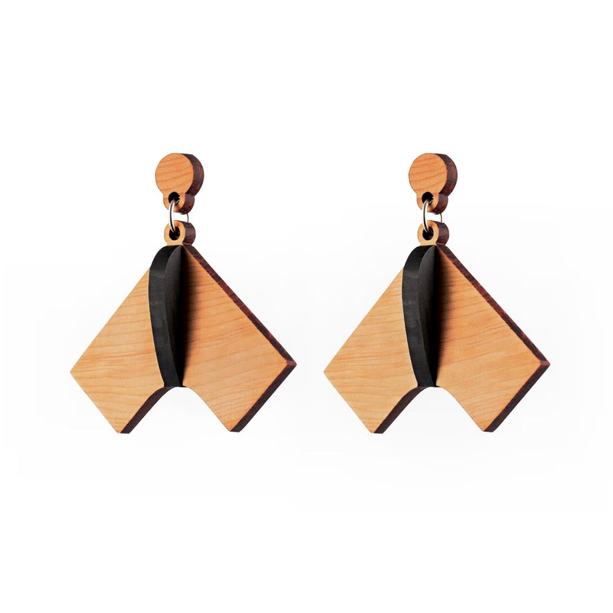 Manta Large Lightweight Wooden Earrings Irish Design Handmade Rowena Sheen Jewellery