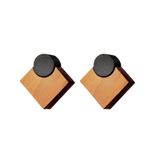 Mini-Diamond - Handmade in Ireland - Diamond shaped studs in wood and silver