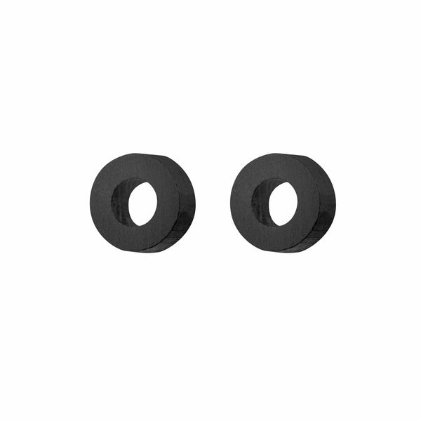 Mini-O - Small hoop shaped wooden stud earrings in black - handmade in Ireland by Irish jewellery designer Rowena Sheen 
