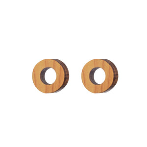 Mini-O - Small hoop shaped wooden stud earrings - handmade in Ireland by Irish jewellery designer Rowena Sheen 