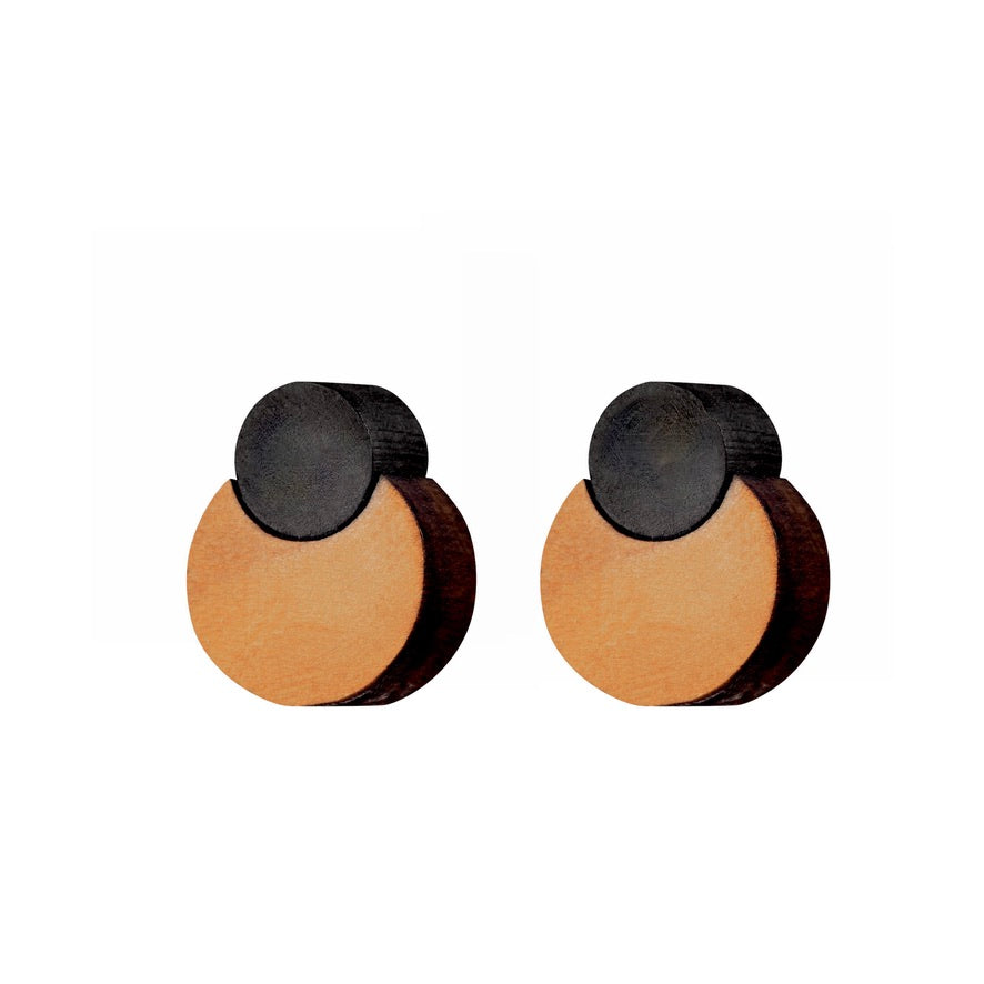 Mini-Pearls - Small Pearl shaped wooden earrings - handmade in Ireland by Irish jewellery designer Rowena Sheen 