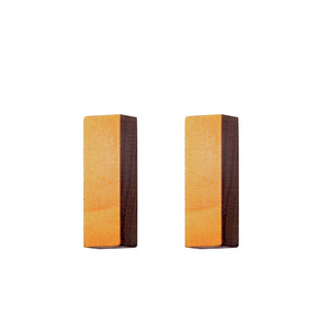 Mini-Rectangles - Small rectangle shaped wooden stud earrings  - handmade in Ireland by Irish jewellery designer Rowena Sheen 