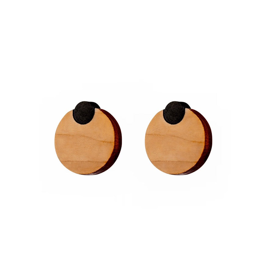 Pearls - Pearl shaped wooden stud earrings - Handmade in Ireland by Irish jewellery designer Rowena Sheen 