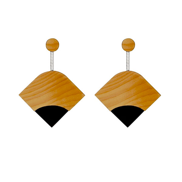 Ray - Geometric Wooden Earrings - Handmade in Ireland by Irish Jewellery Designer Rowena Sheen 
