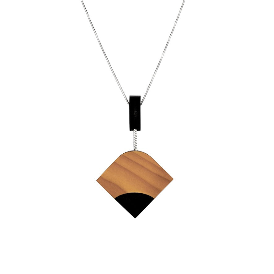 Ray - Geometric wooden pendant - Handmade in Ireland by Irish jewellery designer Rowena Sheen 