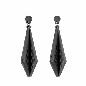 Shiraz - Architectural Large Wooden Pendant Earring in black  - Handmade in Ireland by Irish Jewellery Designer Rowena Sheen s