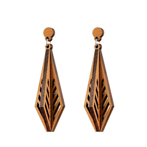 Shiraz - Architectural Large Wooden Pendant Earring - Handmade in Ireland by Irish Jewellery Designer Rowena Sheen s