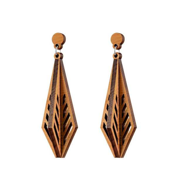 Shiraz - Architectural Large Wooden Pendant Earring - Handmade in Ireland by Irish Jewellery Designer Rowena Sheen s