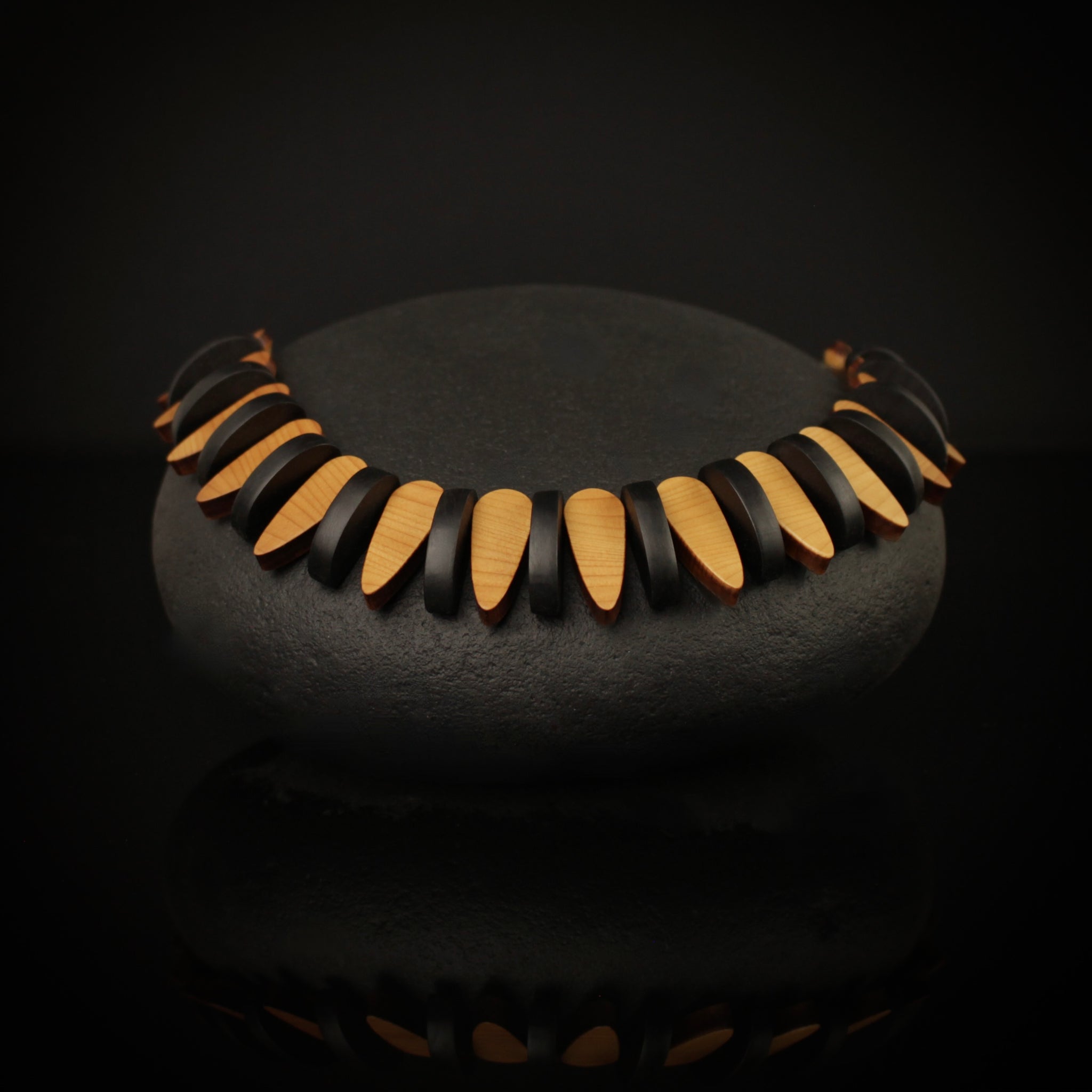 Trace - Handmade wooden necklace made in Ireland by Irish Jewellery Designer Rowena Sheen 